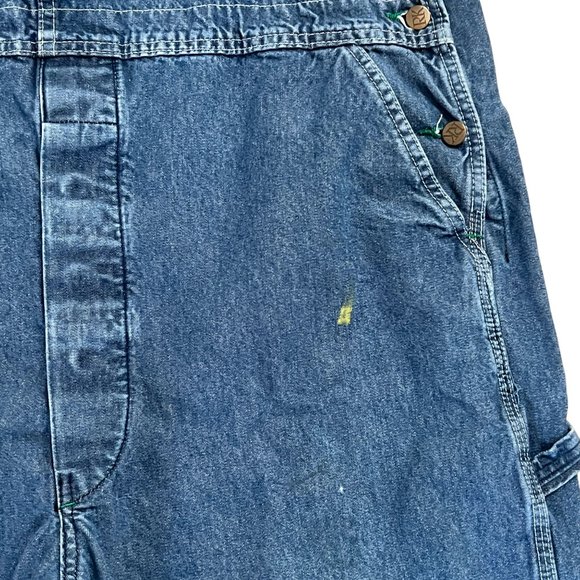 Y2K Red Kap Denim Bib Overalls 46x30 Paint Patina Utility Carpenter Grunge VF - Picture 9 of 16